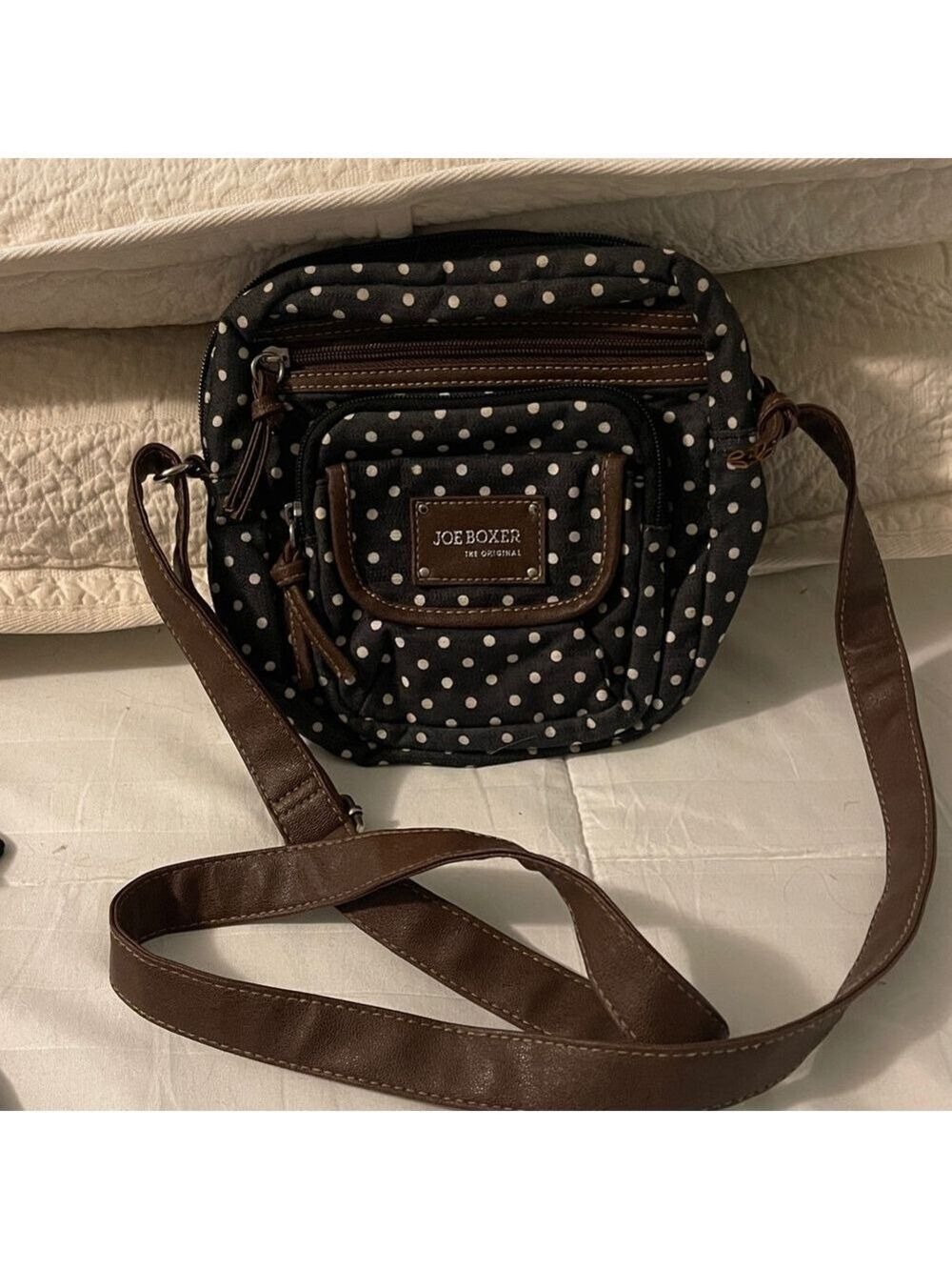 Joe Boxer Women's Polka Dot Crossbody Bag Black & White Casual Small